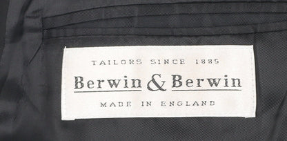Berwin & Berwin Men’s Black Wool Blazer Jacket 42R Notch Lapel