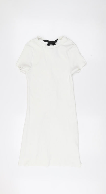 River Island Women’s White Size 8 Cold Shoulder T-Shirt Dress