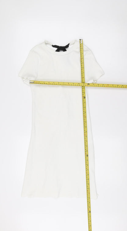 River Island Women’s White Size 8 Cold Shoulder T-Shirt Dress