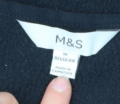 Marks and Spencer Women’s Black M Fleece Zip Jacket Regular Fit