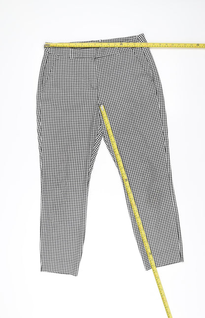 EDC Womens Black Check Slim Trousers Size 10 Regular Cotton Blend