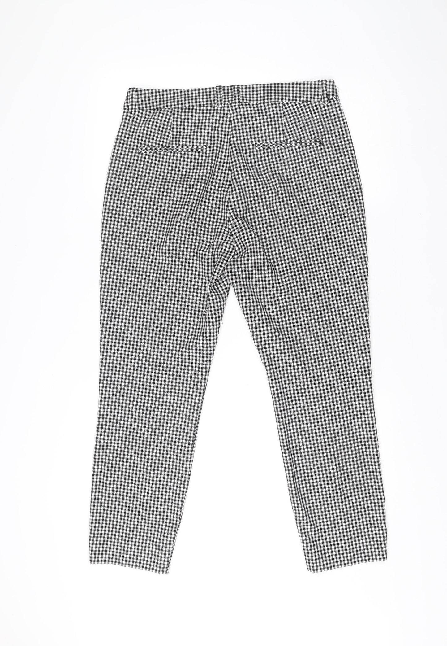 EDC Womens Black Check Slim Trousers Size 10 Regular Cotton Blend