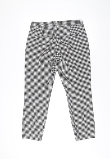EDC Womens Black Check Slim Trousers Size 10 Regular Cotton Blend