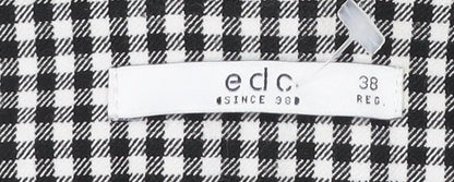 EDC Womens Black Check Slim Trousers Size 10 Regular Cotton Blend