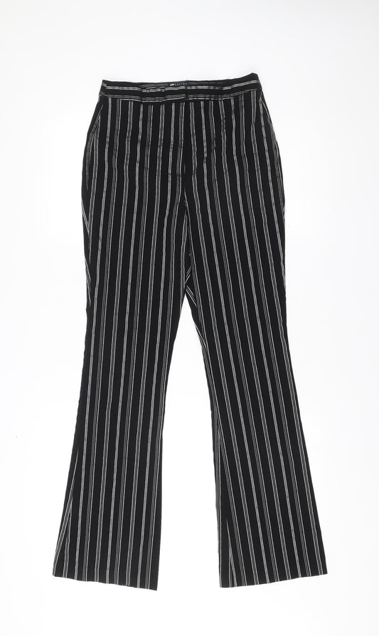 ASOS Design Womens Black Striped Wide-Leg Trousers Size 10