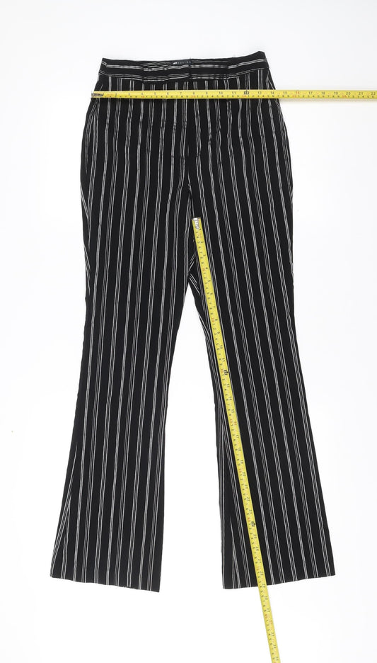 ASOS Design Womens Black Striped Wide-Leg Trousers Size 10