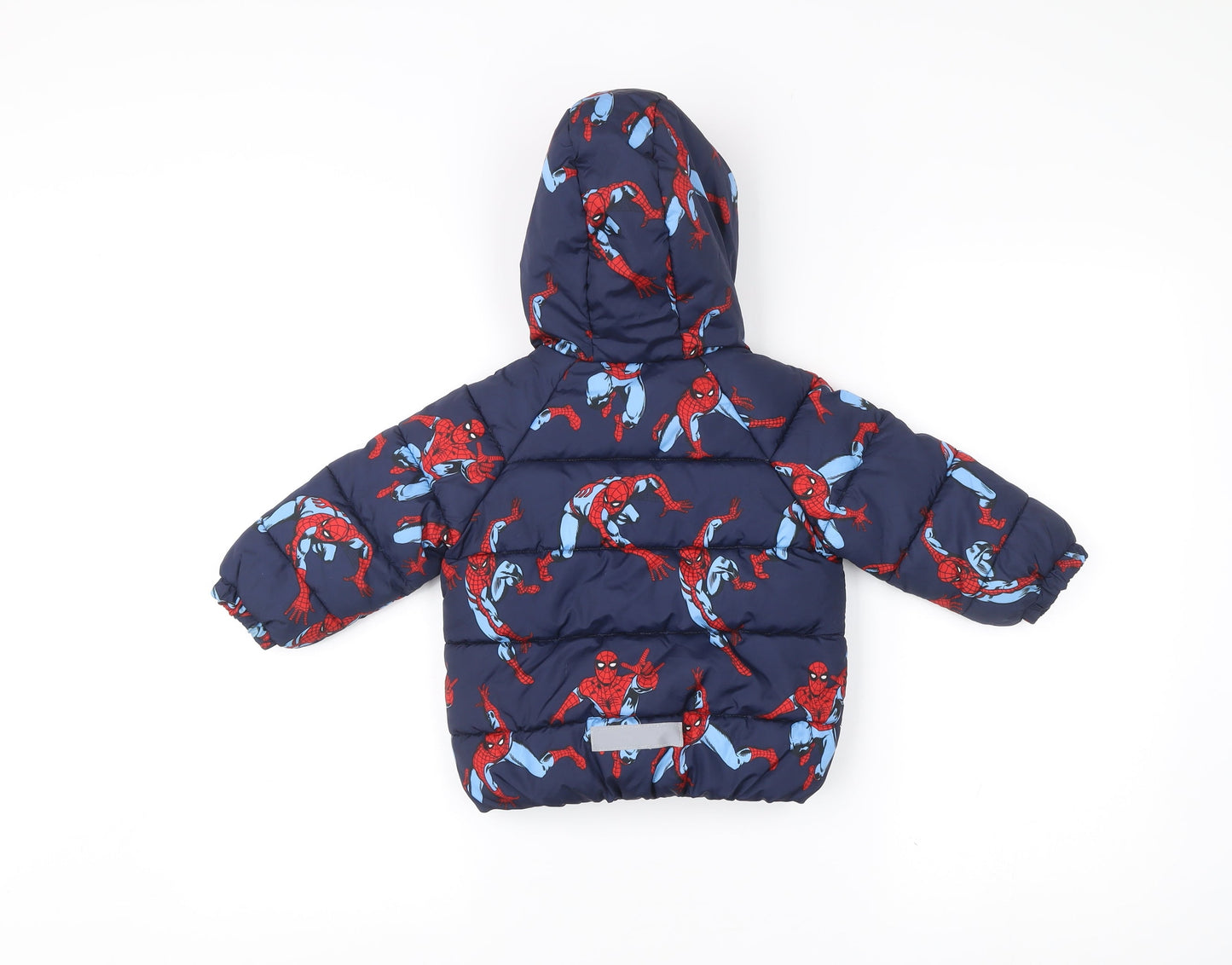 Marvel Spider-Man Boys Blue Puffer Jacket Coat 12-18M Hooded Winter