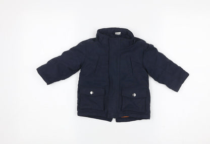 H&M Unisex Baby Blue 6-9 Months Puffer Jacket Hooded Winter Coat