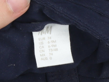 H&M Unisex Baby Blue 6-9 Months Puffer Jacket Hooded Winter Coat