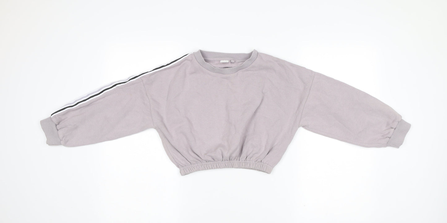 Next Girls Grey Sweatshirt 8 Years Pullover Long Sleeve Crew Neck