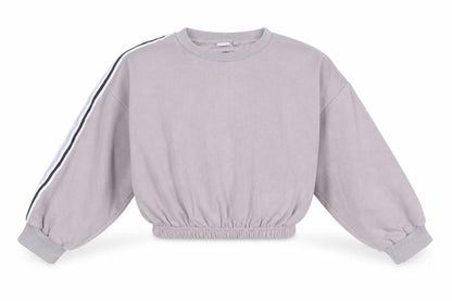 Front view of Next girls’ grey sweatshirt 8 years pullover long sleeve crew neck