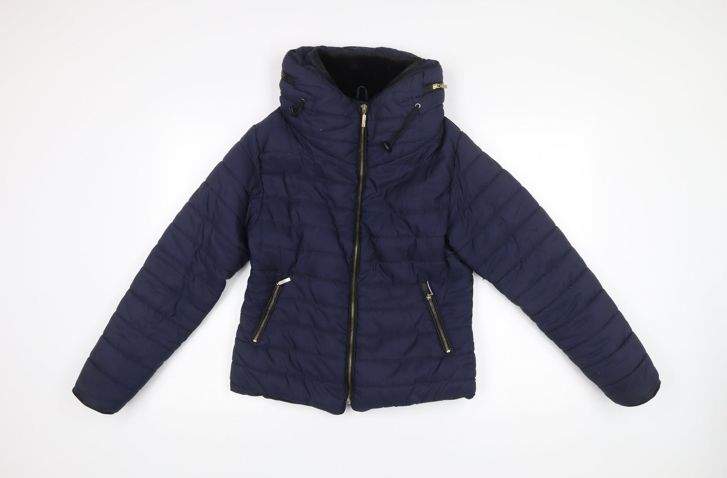 Rising Womens Blue Hooded Puffer Jacket Size M Winter Coat