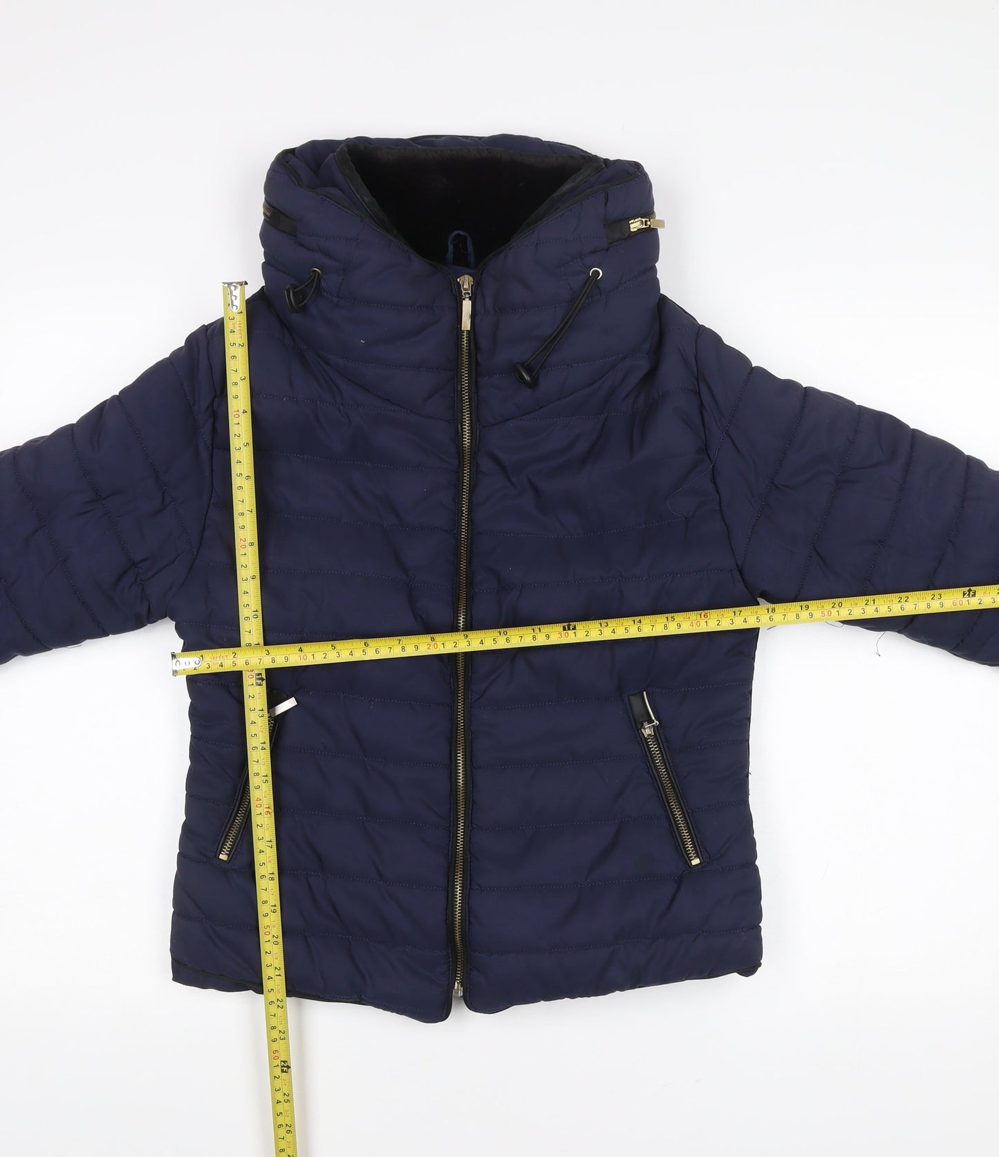 Rising Womens Blue Hooded Puffer Jacket Size M Winter Coat