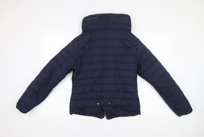 Rising Womens Blue Hooded Puffer Jacket Size M Winter Coat