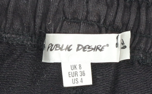 Public Desire Womens Black Jogger Trousers Size 8 Elastic Waist