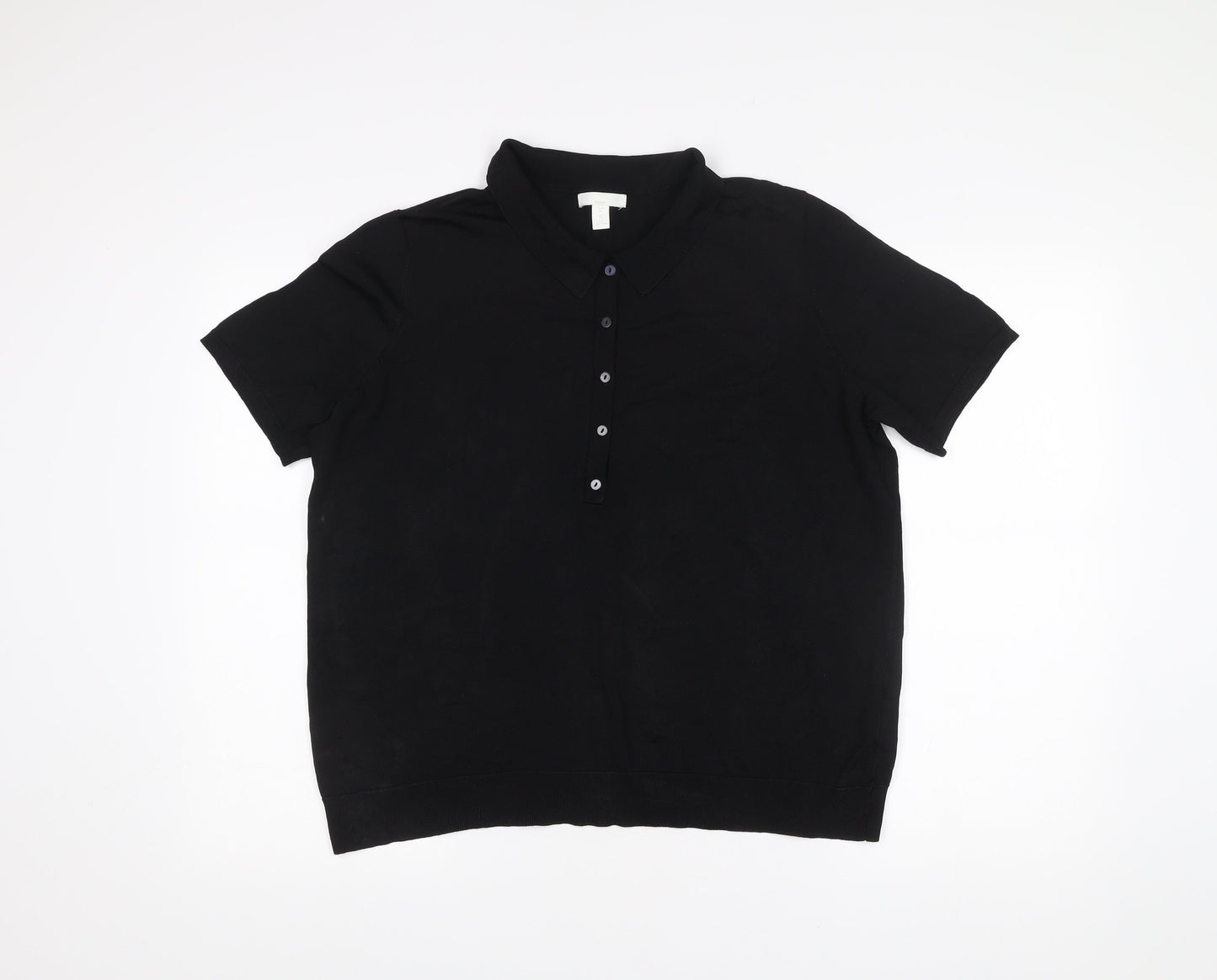 BASICS Men’s Black XL Polo Shirt Short Sleeve Viscose Blend