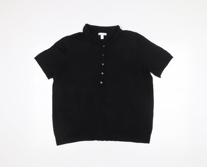 BASICS Men’s Black XL Polo Shirt Short Sleeve Viscose Blend
