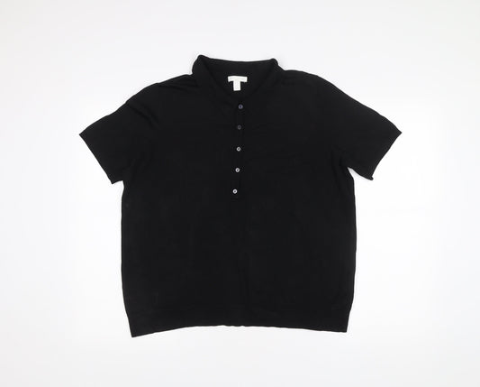 BASICS Men’s Black XL Polo Shirt Short Sleeve Viscose Blend