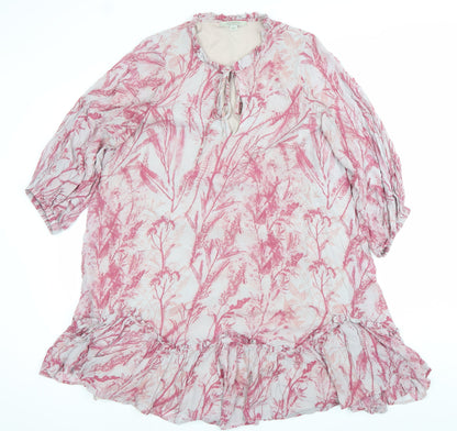 AllSaints Women’s Pink Floral Shift Dress UK 12 Knee Length