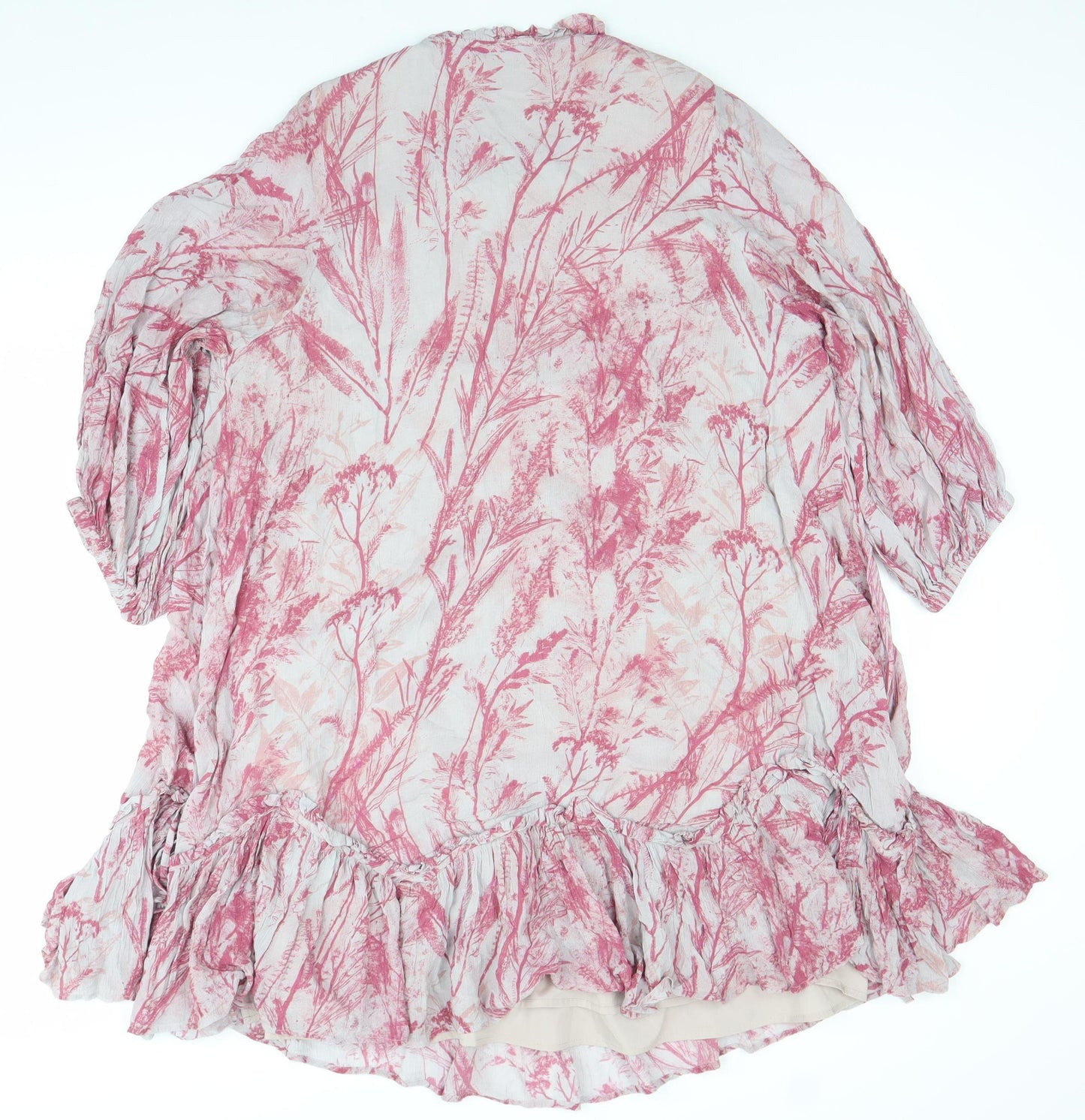 AllSaints Women’s Pink Floral Shift Dress UK 12 Knee Length