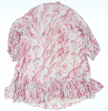 AllSaints Women’s Pink Floral Shift Dress UK 12 Knee Length