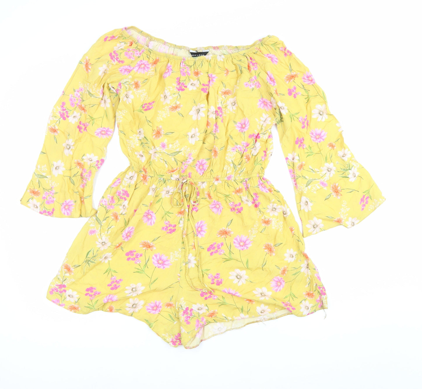New Look Women’s Yellow Floral Off Shoulder Playsuit Size 10