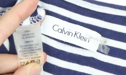 Calvin Klein Women’s Blue Striped Midi Slip Dress Size 8