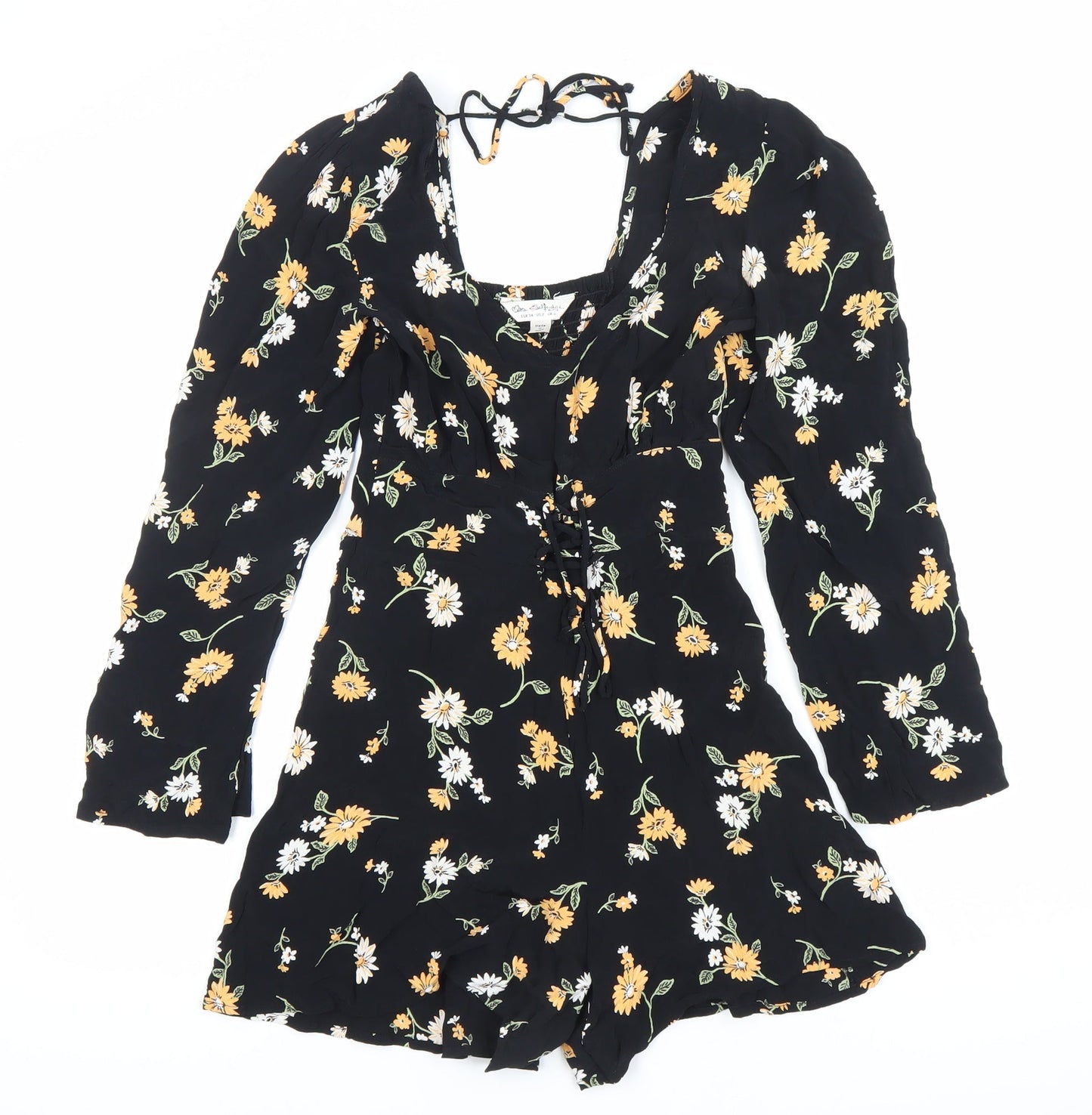 Miss Selfridge Women’s Black Floral Long Sleeve Playsuit Size 6