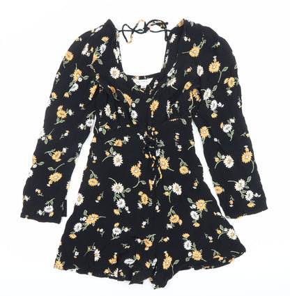 Miss Selfridge Women’s Black Floral Long Sleeve Playsuit Size 6