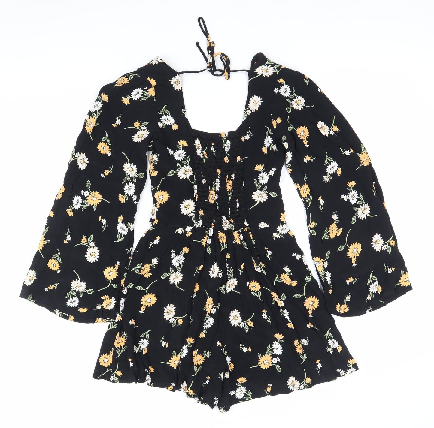 Miss Selfridge Women’s Black Floral Long Sleeve Playsuit Size 6