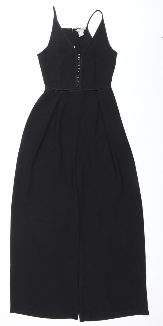 H&M Women Black Sleeveless Wide-Leg V-Neck Jumpsuit Size 4