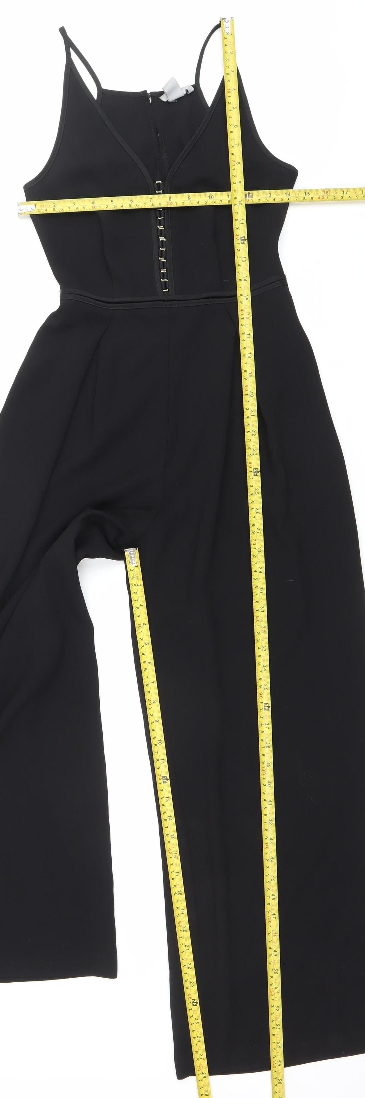 H&M Women Black Sleeveless Wide-Leg V-Neck Jumpsuit Size 4