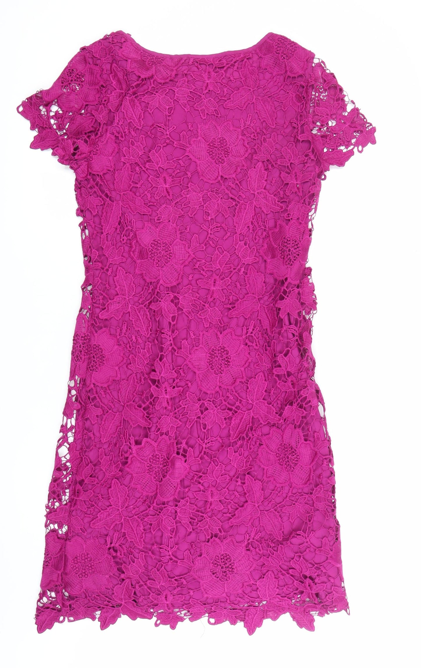 EAST Women Pink Lace Floral Sheath Dress Size 8 Knee Length