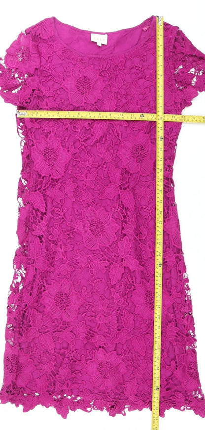 EAST Women Pink Lace Floral Sheath Dress Size 8 Knee Length