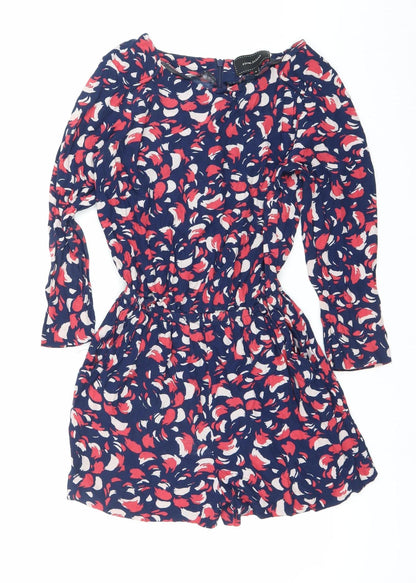 River Island Women’s Multicoloured Floral Ruched Long Sleeve Playsuit Size 8