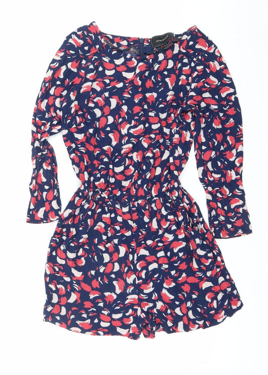 River Island Women’s Multicoloured Floral Ruched Long Sleeve Playsuit Size 8