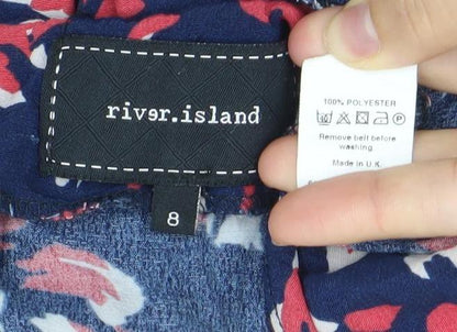 River Island Women’s Multicoloured Floral Ruched Long Sleeve Playsuit Size 8