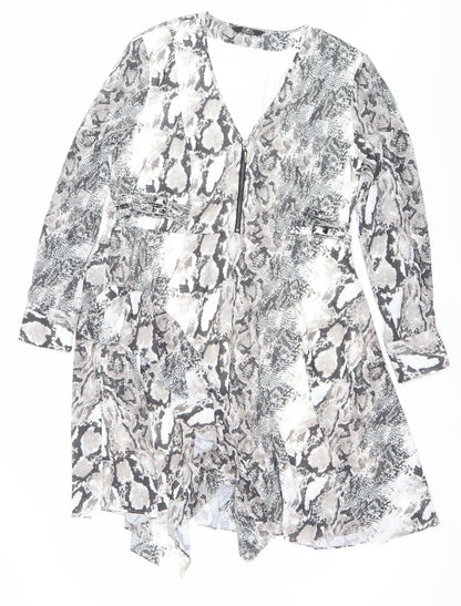 Star by Julien Macdonald Women’s Grey Snake Print Bodycon Dress Size 18