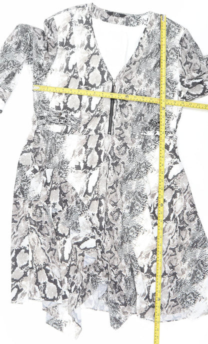 Star by Julien Macdonald Women’s Grey Snake Print Bodycon Dress Size 18
