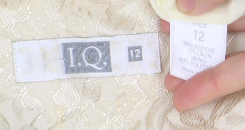 IQ Women’s Ivory Jacquard Floral Sheath Dress Size 12 Short Sleeve