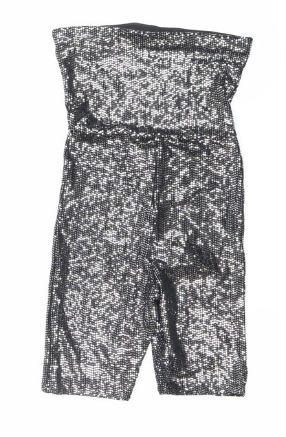 New Look Womens Black Sequin Strapless Slim Fit Playsuit Size 6