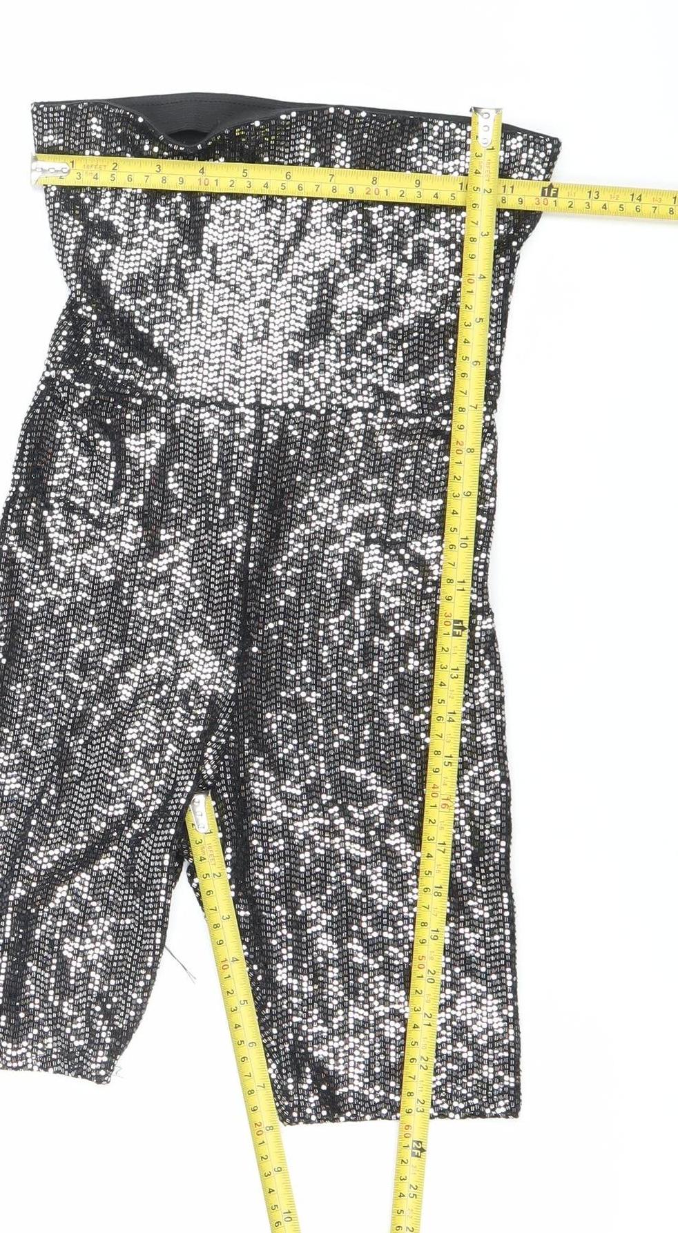 New Look Womens Black Sequin Strapless Slim Fit Playsuit Size 6