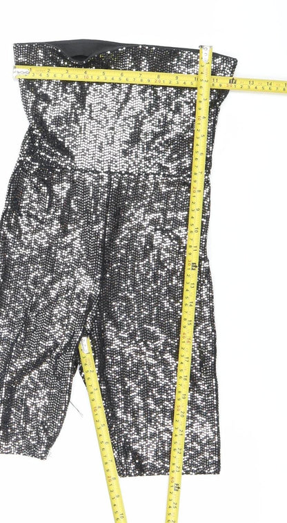 New Look Womens Black Sequin Strapless Slim Fit Playsuit Size 6