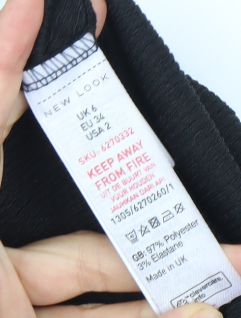 New Look Women Black Jumpsuit Size 6 Wide-Leg V-Neck Belted