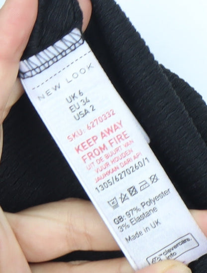 New Look Women Black Jumpsuit Size 6 Wide-Leg V-Neck Belted