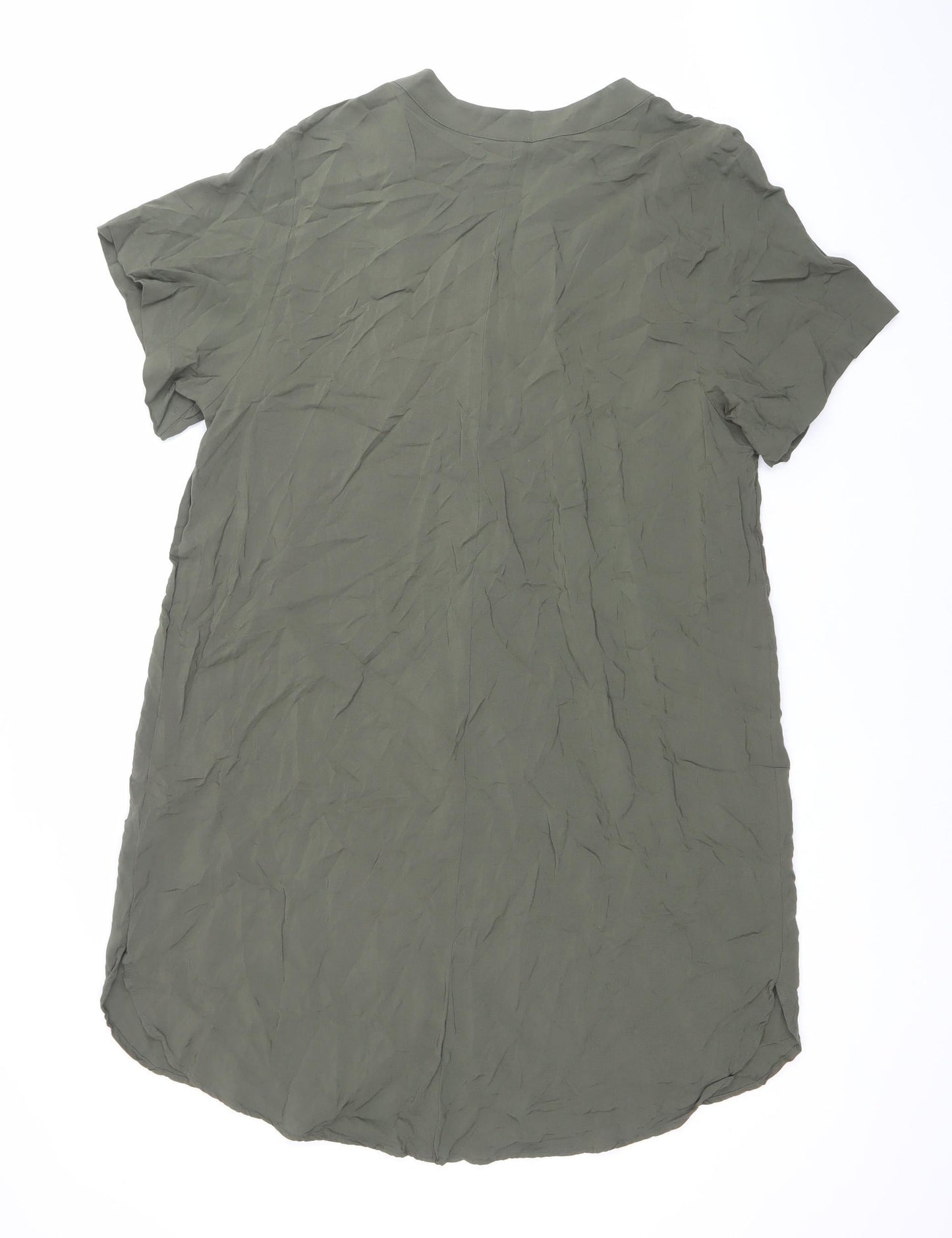H&M Women Green Viscose V-Neck T-Shirt Dress Size 12