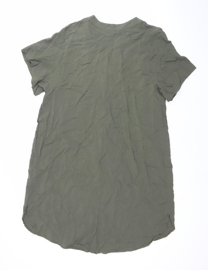 H&M Women Green Viscose V-Neck T-Shirt Dress Size 12