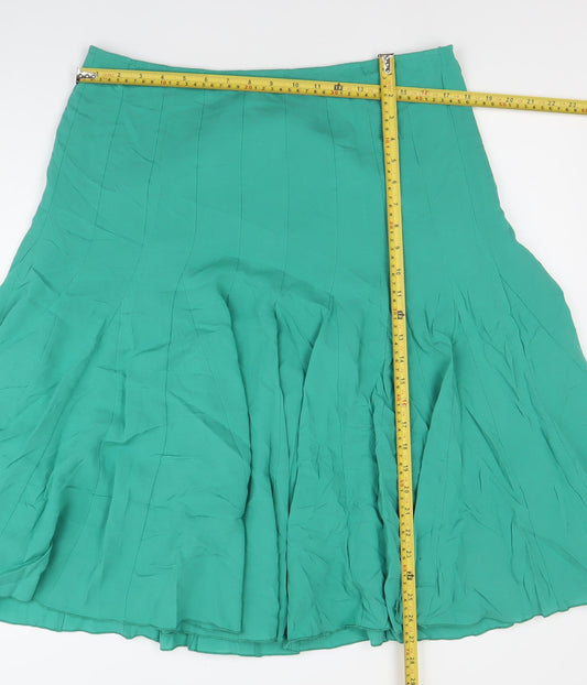 Marks and Spencer Per Una Women Green Viscose Flare Midi Skirt Size 14