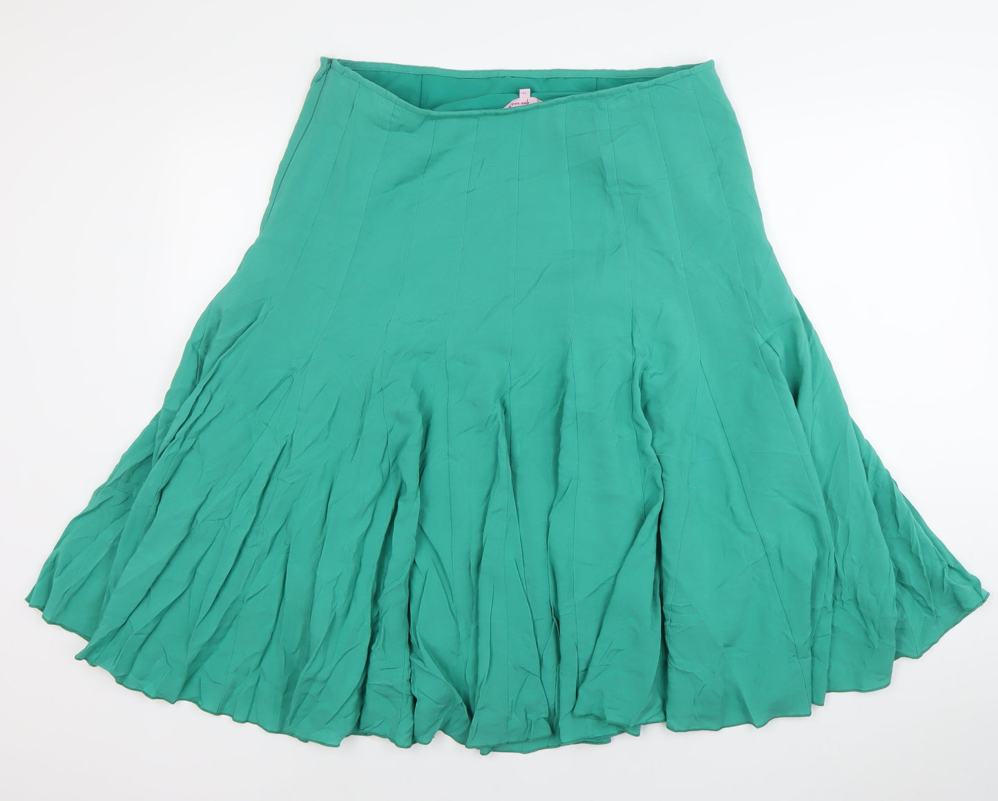 Marks and Spencer Per Una Women Green Viscose Flare Midi Skirt Size 14