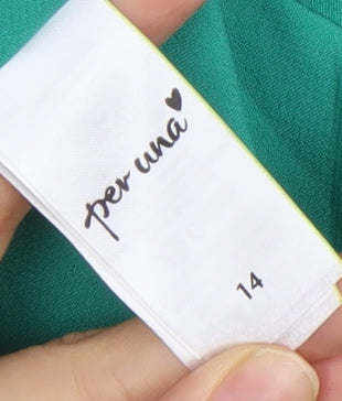 Marks and Spencer Per Una Women Green Viscose Flare Midi Skirt Size 14